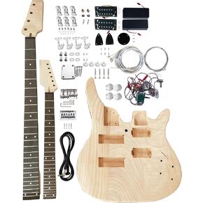 طقم جيتار كهربائي وباس مزدوج الرقبة مكون من 6 أوتار و4 أوتار جيتار باستخدام اليد اليمنى مع جسم الماهوجني والرقبة، لوحة أصابع من خشب الورد، أجهزة كروم، قم ببناء جيتار وباس خاصين بك. in Kuwait