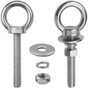 2 Pack M12 Eye Bolts with Nuts, 304 Stainless Steel 1/2" x 4" Heavy Duty Lifting Eye Bolts, Metric M12×102mm Ring Eye Bolt for Hanging, Tie Down, Outdoor & Hardware Fixing (2, 1/2"x4") in Saudi Arabia