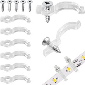 100 Pack Strip Light Mounting Brackets, Transparent Fixing Clips with 100 Screws, One-Side Fixing, Light Strip Clips for Outdoor, for 10mm Wide Waterproof Light Strip in Kuwait