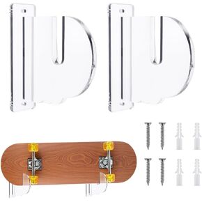 1 Pair Skateboard Wall Mount Acrylic Horizontal Storage Holder Longboard Skateboards Display Rack for Organize Snowboards Collectibles Wands Swords (Transparent) in Kuwait