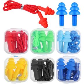 6 Pairs Ear Plugs for Sleeping, Soft Reusable Silicone Earplugs for Swimming & Noise Cancelling Ear Protection, Comfortable Moldable Fit for Travel, Work, Concerts, Snoring, Black in Kuwait