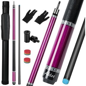 AKLOT Carbon Fiber Pool Cue Stick, 58", 19oz, Low Deflection Pro Billiard Stick, 12.5mm Tip, Maple Butt & Buffalo Leather Grip Weight Adjustment, Pool Cue Kit with Case,Tips in Kuwait