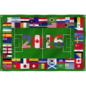 2026 World Football Soccer Flag 3X5FT, 48 Countries Flags, Showcase Decorations Football Supporters Banner,Soccer Merchandise Accessories,Great Soccer Fans Gifts, Vivid Color and Fade Proof,Canvas Header and Double Stitched with Brass Grommets, Indoor, Ou in Saudi Arabia