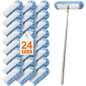 مقبض منفضة JOYMOOP قابل للتمديد بطول 6 أقدام مع 24 عبوة ثقيلة، متوافق مع عبوات منفضة سويفر، وسادات غبار من الألياف الدقيقة للاستعمال مرة واحدة لتنظيف المنزل، والسقف، والمروحة، والنوافذ، والمناطق التي يصعب الوصول إليها in Kuwait