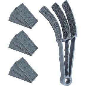 Microfiber Feather Duster, Window Blind Duster Brush, Blind Cleaner Tools for Window Blinds, Air Conditioner Vents, Fans, Car Vents - 1 Brush with 4 Microfiber Sleeves in Kuwait