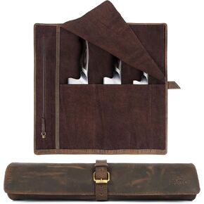 ELIZO الجلود سكين لفة سكين الشيف حقيبة سكاكين الشيف المهنية لفة حقيبة السفر تخزين حمل حالة التفاف حامل غمد المطبخ الناقل حماة كم أداة الطهاة هدية أشيب in Kuwait