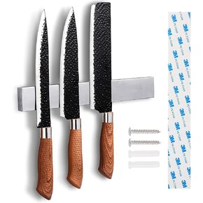 حامل سكاكين مغناطيسي 8 بوصة للجدار بدون مثقاب - شريط سكين مغناطيسي من الفولاذ المقاوم للصدأ مع نوع 3M، حامل شريط سكين مغناطيسي لأدوات المطبخ وتخزين الأدوات، أساسيات مستلزمات الفن in Kuwait