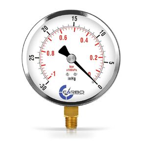 4" Pressure Gauge, Chrome Plated Steel Case, Dry, 0-30 psi/kPa, Lower Mount 1/4" NPT in Kuwait