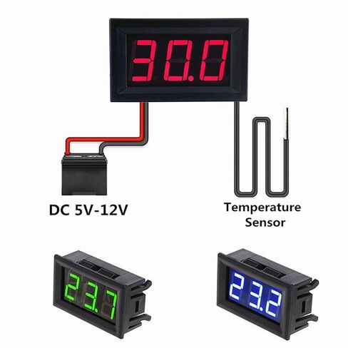 5 فولت 12 فولت 0.56 "" LED ميزان الحرارة الرقمي سيارة داخلي حاضنة خارجية حوض السمك جهاز قياس درجة الحرارة محطة الطقس رصد in Kuwait