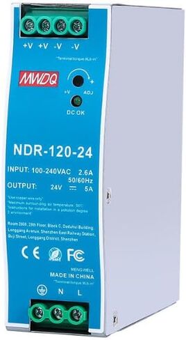 Din Rail Power Supply NDR-120-24 24 Volt 24V 5A 120W SMPS for Industrial Equipment CNC Lighting Telecom, PLC, 3D Printer & Security in Kuwait