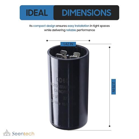 Seentech 124-149 uf/MFD 220-250 VAC Round Motor Start Capacitor 50/60 Hz AC Electric Replacement Part Universal Fit for AC Motor Run or Fan Start and Cool or Heat Pump Air Conditioner in Kuwait