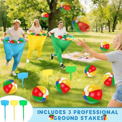Granny Pants Yard Game, 3 PCS Granny Pants Outdoor Party Game with 15 Bouncy Balls 3 Ground Stakes, Granny Pants Game for Group, Family Gatherings Birthday Party Gift, School Carnival Activitie in Saudi Arabia