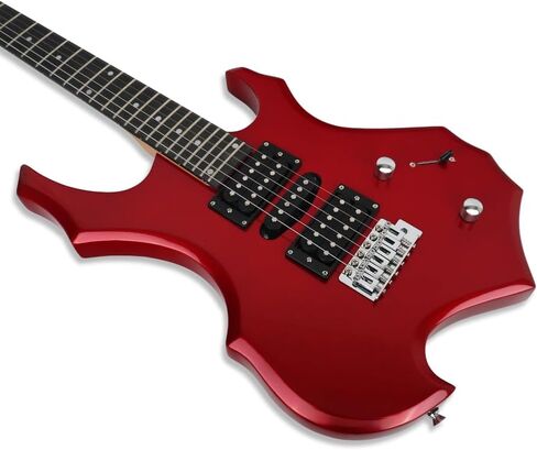 Fojill Cool Shape 39 Inch Electric Guitar Solid Body Maple Neck Rosewood Fretboard With Gig Bag Strap Cable(FCG-50, Metallic Red) in Saudi Arabia