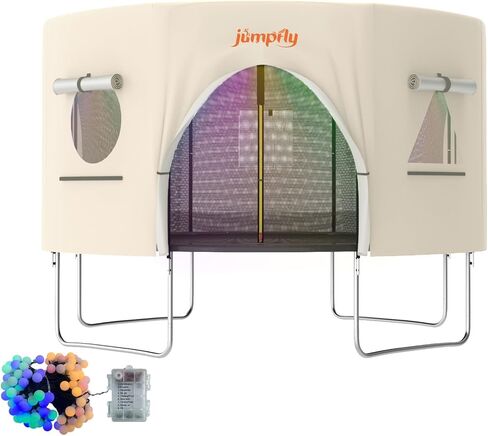 خيمة ترامبولين Jumpfly بطول 12 قدم للأطفال (خيمة فقط)، مناسبة لـ 8 أقطاب مستقيمة ترامبولين مستدير، غطاء ظل الترامبولين مع ضوء LED، مظلة ملحقات الترامبولين الخارجية، مضادة للتمزق، والتخييم، in Kuwait