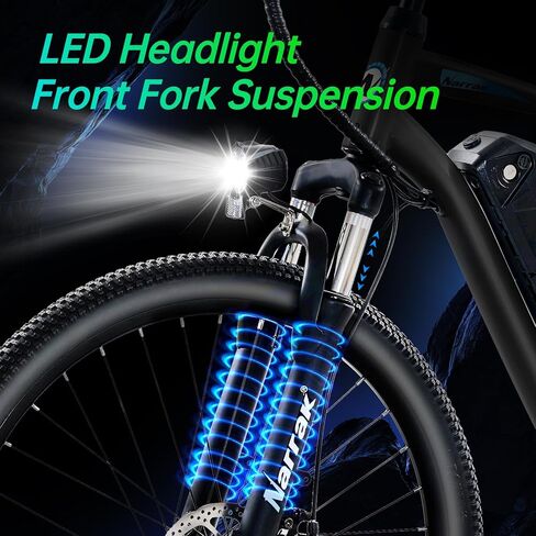 دراجة جبلية كهربائية NARRAK للبالغين مقاس 26 بوصة، دراجة كهربائية للتنقل/التنقل للرجال والنساء، محرك ذروة 540 وات/1100 وات، بطارية قابلة للإزالة 374 وات/500 وات، 7 سرعات in Kuwait