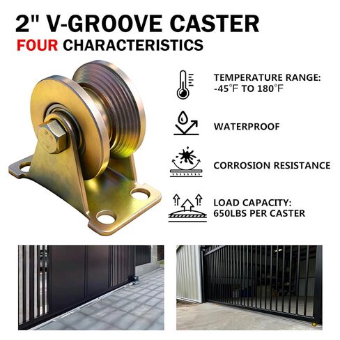 4 Pack 660 lbs Heavy-Duty 2" V Groove Casters | Solid Heavy Duty Sliding Gate Rollers | 2" Dia in Saudi Arabia