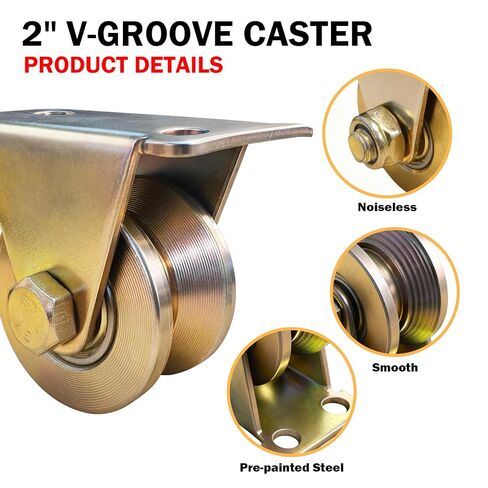 4 Pack 660 lbs Heavy-Duty 2" V Groove Casters | Solid Heavy Duty Sliding Gate Rollers | 2" Dia in Saudi Arabia