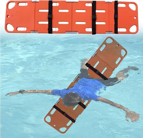 Foldable Aquatic Spine Board for Public Pools, Water Floating Backboard Stretcher, Durable Plastic First Aid Life-Saving Immobilizer, 2-Folds in Saudi Arabia