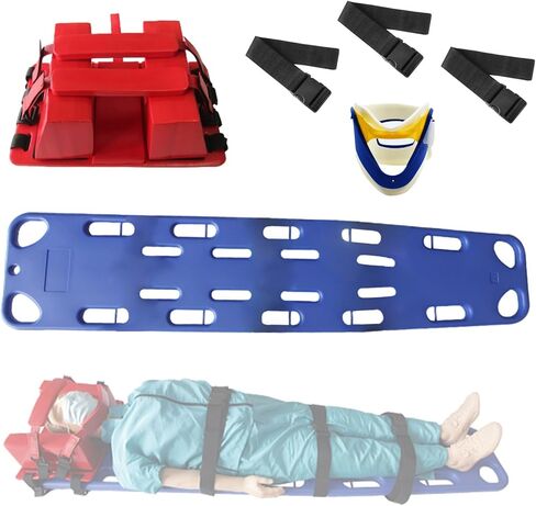 Portable Emergency Spine Board - Water Floating Stretcher with Straps, Head Immobilizer & Neck Brace for Patient Transport - Lightweight Yellow Backboard, Blue in Saudi Arabia