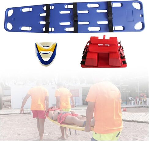 Water Rescue Floating Board - Lightweight Spine Immobilization Plate with Head Holder, Neck Brace & Harness for Patient Transfer & Lifesaving Emergency Use, Orange in Saudi Arabia