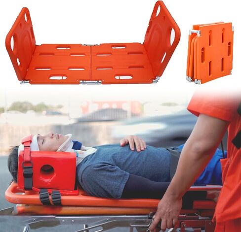 Waterproof First Aid Stretcher with Safety Straps, Head Fixator & Neck Brace - Collapsible EMS Spine Board for Patient Transfer & Emergency Medical Use, Backboard in Saudi Arabia