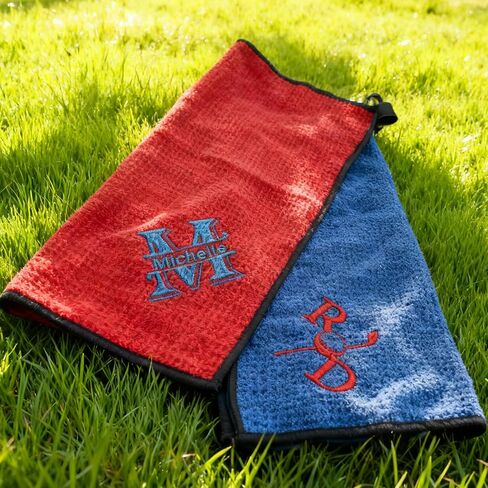 Embroidered Magnetic Towel W/Clip, Custom Microfiber Golf Towels Personalized with Name Initial, Golf Accessory, Gifts for Men Christmas Birthday Valentines Day Fathers Day (Embroidered-01) in Saudi Arabia