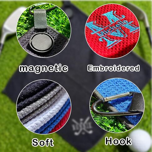 Embroidered Magnetic Towel W/Clip, Custom Microfiber Golf Towels Personalized with Name Initial, Golf Accessory, Gifts for Men Christmas Birthday Valentines Day Fathers Day (Embroidered-01) in Saudi Arabia
