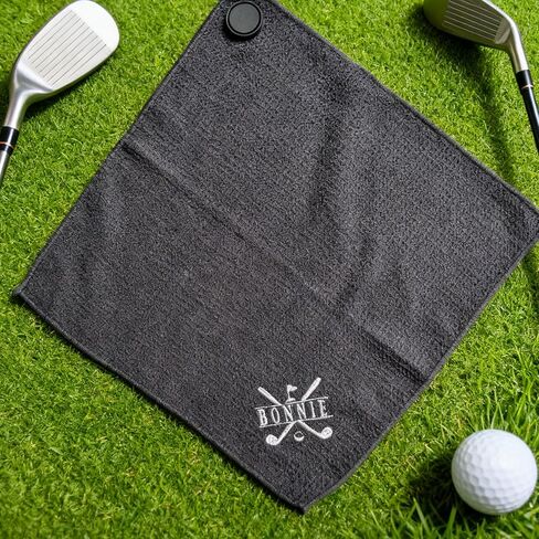 Embroidered Magnetic Towel W/Clip, Custom Microfiber Golf Towels Personalized with Name Initial, Golf Accessory, Gifts for Men Christmas Birthday Valentines Day Fathers Day (Embroidered-01) in Saudi Arabia