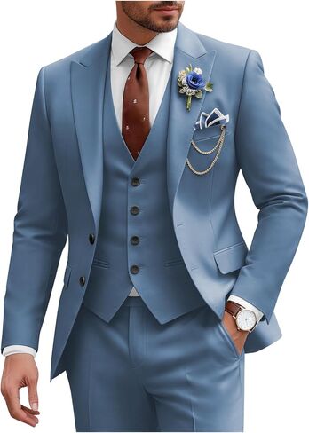 Mens Suit 3 Piece Slim Fit Wedding Business Suits for Men Three Piece Formal Peak Lapel Suit Set Elegant in Saudi Arabia