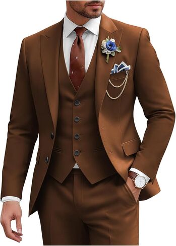 Mens Suit 3 Piece Slim Fit Wedding Business Suits for Men Three Piece Formal Peak Lapel Suit Set Elegant in Saudi Arabia