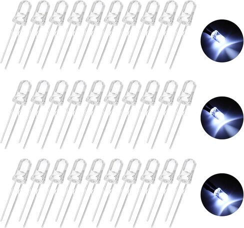 MECCANIXITY 100pcs 3mm LED Diode Lights, Warm White Round Transparent DC 3.0-3.2V High Brightness Lighting Bulb Lamps for Electronics Components in Saudi Arabia
