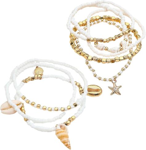 Waeceip Beach Ankle Bracelets For Women Summer Boho Anklets For Women Seashell Beaded Anklets Summer Jewelry Beach Vacation Accessories in Kuwait