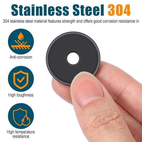 100 Pack 1/4" ID x 1-1/4" OD Fender Washers, Black Oxide, Thickened 18-8(304) Stainless Steel M6 Large Flat Washers, Washer for 1/4" Screws & Bolts in Saudi Arabia