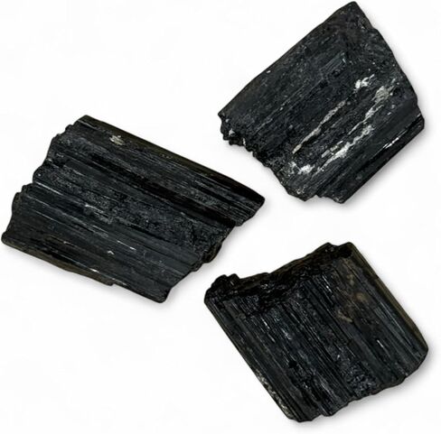 Rough Black Tourmaline Crystals - Raw Natural Black Tourmaline Stones Bulk - Crystal Healing (1-2", 3, count) in Saudi Arabia