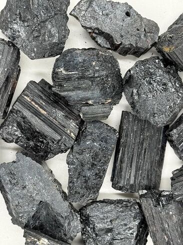 Rough Black Tourmaline Crystals - Raw Natural Black Tourmaline Stones Bulk - Crystal Healing (1-2", 3, count) in Saudi Arabia