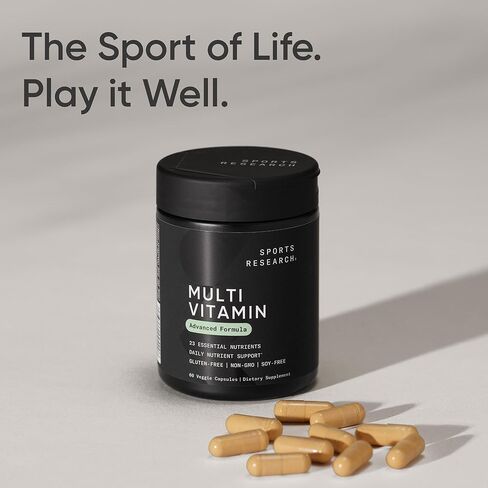 Sports Research® Multivitamin – Advanced Formula - 23 Essential Vitamins & Minerals with CoQ10 & Iodine - Daily Nutrient Support*- Non-GMO Tested & Gluten-Free -60 Veggie Capsules in Saudi Arabia