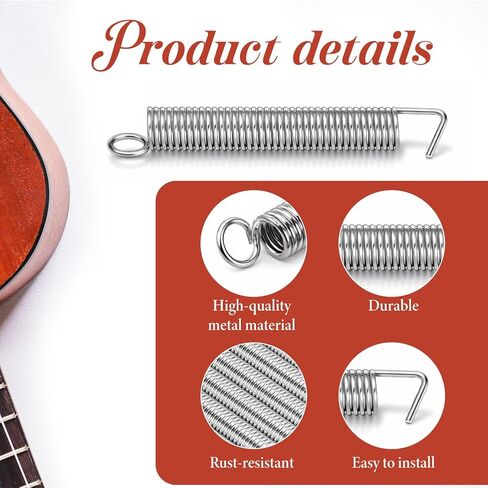 6 Pcs Electric Guitar Tremolo Springs, Vintage Tremolo Tension Springs Electric Guitar Bridge Noiseless Tremolos Spring Stainless Steel Guitars Accessories Replacement Parts Electrics (Silver) in Saudi Arabia