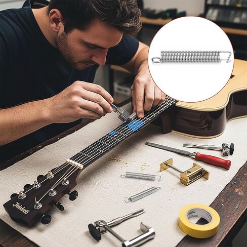 6 Pcs Electric Guitar Tremolo Springs, Vintage Tremolo Tension Springs Electric Guitar Bridge Noiseless Tremolos Spring Stainless Steel Guitars Accessories Replacement Parts Electrics (Silver) in Saudi Arabia