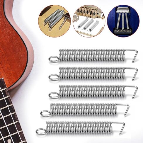 6 Pcs Electric Guitar Tremolo Springs, Vintage Tremolo Tension Springs Electric Guitar Bridge Noiseless Tremolos Spring Stainless Steel Guitars Accessories Replacement Parts Electrics (Silver) in Saudi Arabia