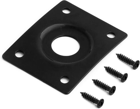 Rubatone Guitar Jack Socket Plate Curved Recessed Rectangle Style Output Jack Plate Compatible with Les Paul LP Tele Style Electric Guitar or Bass Guitar Parts with Screws Black Black. in Kuwait