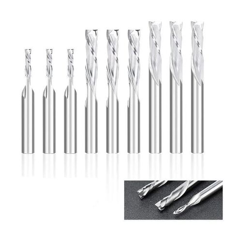 7 قطع لأعلى وأسفل لقم القطع 1/4 بوصة عرقوب قاطعة طحن الخشب اثنين من كربيد الناي الحلزوني باستخدام الحاسب الآلي لقم التوجيه ضغط نهاية مطحنة 1/8 قطر القطع in Kuwait