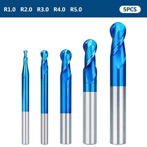 2 Flute Nano Blue Coat Ball Nose Spiral End Mill Set Carbide CNC Machine Router Bit Bits for Wood Working Acrylic MDF PVC in Kuwait