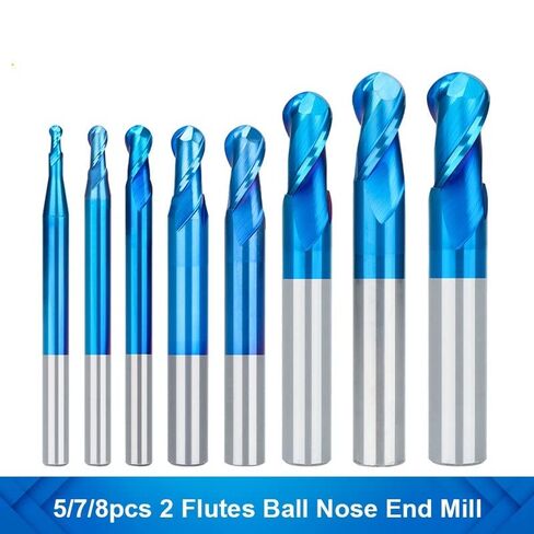2 Flute Nano Blue Coat Ball Nose Spiral End Mill Set Carbide CNC Machine Router Bit Bits for Wood Working Acrylic MDF PVC in Kuwait
