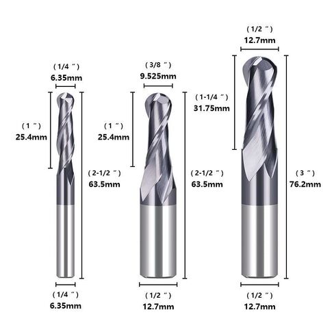 1 قطعة 2 المزامير الكرة الأنف نهاية مطحنة 6.35 مللي متر 12.7 مللي متر عرقوب كربيد CNC القاطع بت التوجيه دوامة طحن أداة ل النجارة in Kuwait