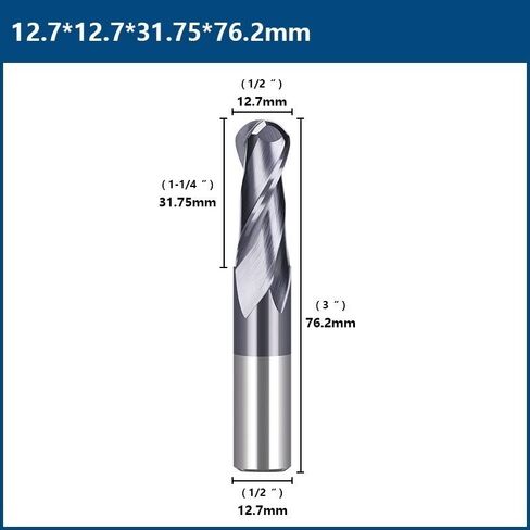 1pcs 2 Flutes Ball Nose End Mill 6.35mm 12.7mm Shank Carbide CNC Cutter Router Bits Spiral Milling Tool for Woodworking in Saudi Arabia