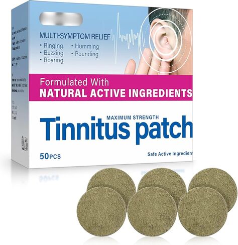 تخفيف طنين الأذن لطنين الأذن، 50 قطعة من رقع تخفيف طنين الأذن - تركيبة طبيعية سريعة المفعول لتقليل الرنين والطنين، تدعم صحة السمع، غير مهيجة للارتداء طوال اليوم in Kuwait