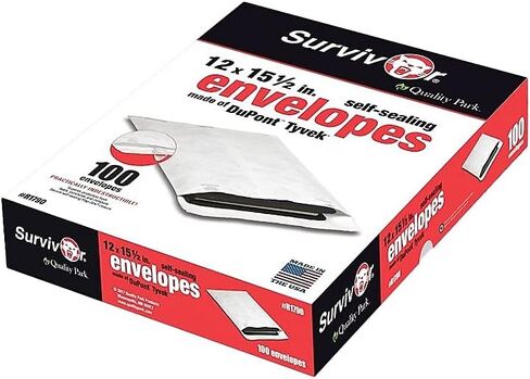 ظرف مفتوح النهاية من Survivor R1790 Tyvek، عادي، 12 بوصة × 15-1/2 بوصة، 100/BX، أبيض in Kuwait