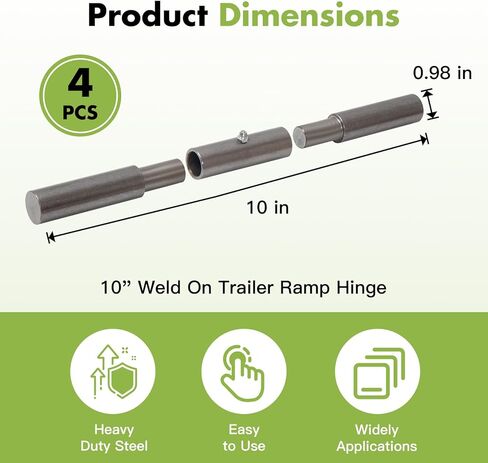 4 Pack Heavy Duty Greasable Hinges 10-Inch Weld On Trailer Ramp Hinge for Equipment Ramp, Truck Dump Bodies & RV Doors Round Hinge (4 Pack Black) in Saudi Arabia
