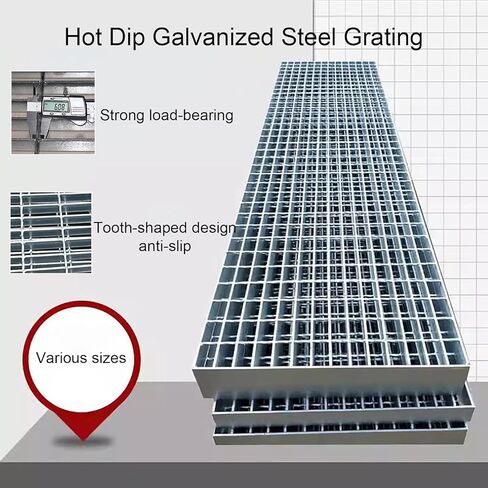 Heavy-Duty Galvanized Steel Grating Drain Cover - 45x100x3cm Channel Grate for Storm Drains, Garage Floors, Yard Drains, Septic Tanks & Catch Basins in Kuwait