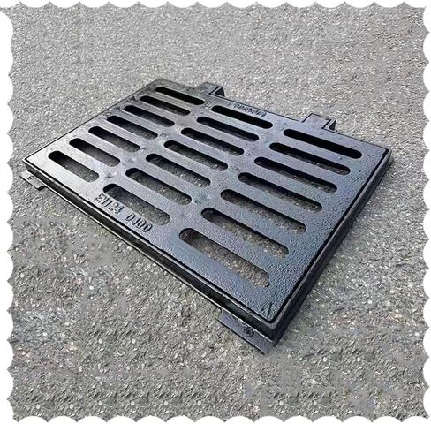 Metal Drainage Grates with Frame Heavy Duty Rectangle Cast Iron Trench Grate Cover(60x40x4.5cm/24x16x1.8in) in Saudi Arabia